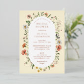 秋お洒落ワイルドフラワーアーチブライダルシャワー 箔招待状 (立ち正面)