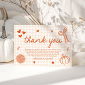 秋お洒落小さなかわいこちゃんパイ赤ちゃんシャワー サンキューカード