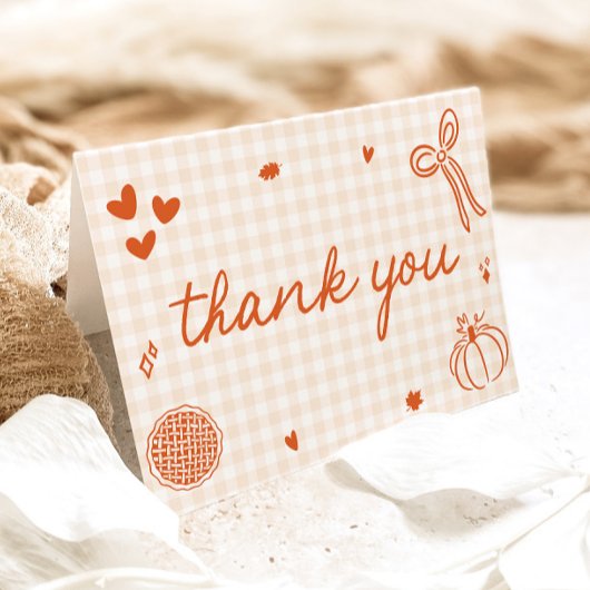 秋お洒落小さなかわいこちゃんパイ赤ちゃんシャワー サンキューカード