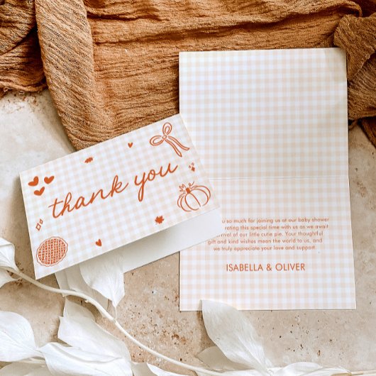 秋お洒落小さなかわいこちゃんパイ赤ちゃんシャワー サンキューカード