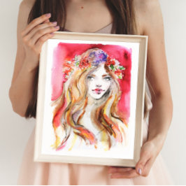 秋お洒落水色ファッションイラストレーション ポスター