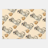 秋お洒落、ひまわり、カエル、ネコ魔女、 ラッピングペーパーシート (正面3)