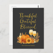 秋お祝い-エレガント金ゴールド感謝祭 ポストカード (正面/裏面)
