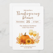 秋お祝い-エレガント金ゴールド感謝祭 招待状 (正面/裏面)