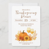 秋お祝い-エレガント金ゴールド感謝祭 招待状 (正面)