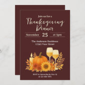 秋お祝い-エレガント金ゴールド感謝祭 招待状 (正面/裏面)