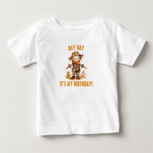 秋かかしかわいい誕生日 ベビーTシャツ (正面)