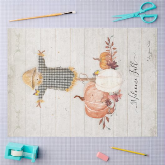 秋かかしカボチャフローラ秋のデカップティス 薄葉紙 (クラフト)