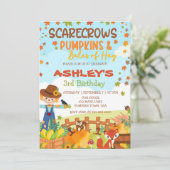 秋かかしカボチャ&ヘイ誕生日のベール 招待状 (スタンド正面)