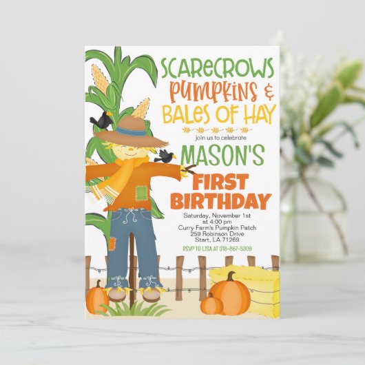秋かかしカボンプキンボーイ誕生日 招待状 (スタンド正面)
