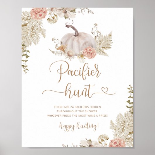 秋かぼちゃおしゃぶり狩り赤ちゃんシャワーゲームポスター ポスター (正面)