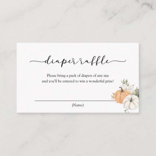 秋かぼちゃおむつラッフルカード エンクロージャーカード (正面)