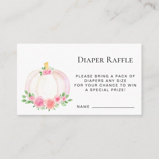 秋かぼちゃおむつラッフルガールズベビーシャワー エンクロージャーカード (正面)