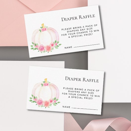 秋かぼちゃおむつラッフルガールズベビーシャワー エンクロージャーカード