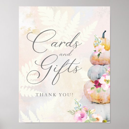 秋かぼちゃのカードとギフトサインのポスター ポスター (正面)