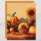 秋かぼちゃひまわりスクラップブック紙 (正面/裏面)