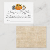 秋かぼちゃひまわり赤ちゃんシャワーおむつラッフル エンクロージャーカード (正面/裏面)