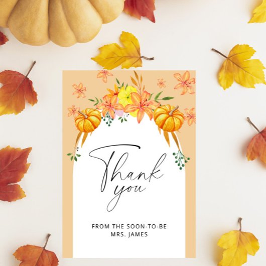 秋かぼちゃアーチブライダルシャワーサンキューカード カード