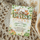 秋かぼちゃウッドランド動物のベビーシャワー 招待状