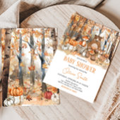 秋かぼちゃウッドランド動物のベビーシャワー 招待状