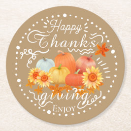 秋かぼちゃオレンジ ラウンドペーパーコースター