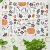 秋かぼちゃコンテンポラリーグラフィックパターン キッチンタオル (折り畳み)