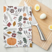 秋かぼちゃコンテンポラリーグラフィックパターン キッチンタオル (四つ折り)