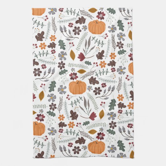 秋かぼちゃコンテンポラリーグラフィックパターン キッチンタオル (縦)