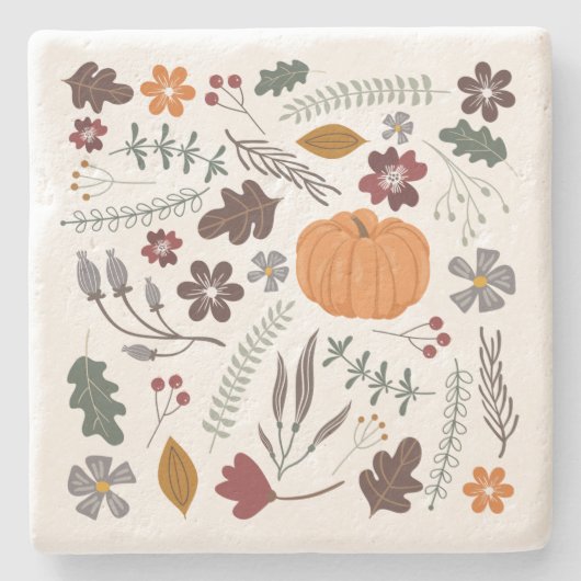 秋かぼちゃコンテンポラリーグラフィックパターン ストーンコースター (正面)