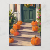秋かぼちゃストープ | 秋の感謝祭絵を描 シーズンポストカード (正面)