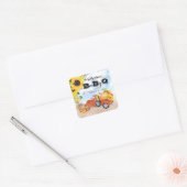 秋かぼちゃトラック |ひまわりベビーBBQシャワーSq スクエアシール (封筒)