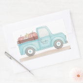 秋かぼちゃトラック 長方形シール (封筒)