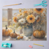 秋かぼちゃヒマワリフローラスチルライフデクページ 薄葉紙 (クラフト)