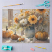 秋かぼちゃヒマワリフローラスチルライフデクページ 薄葉紙 (クラフト)