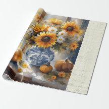 秋かぼちゃヒマワリフローラブルーホワイトデクページ