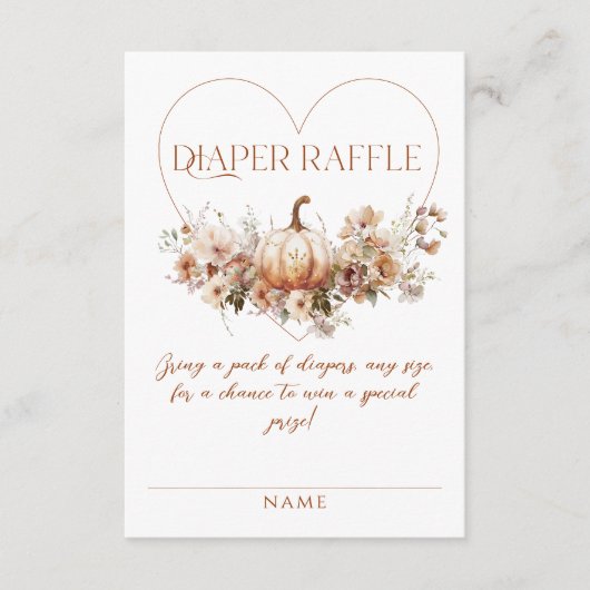 秋かぼちゃフローラハートベビーシャワーオムツ エンクロージャーカード (正面)