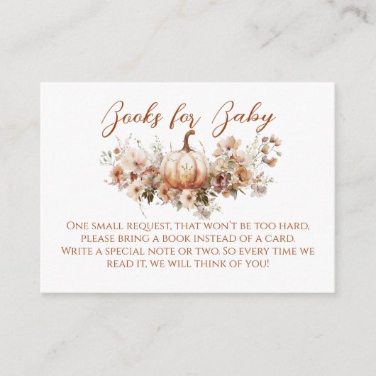 秋かぼちゃフローラハート赤ちゃんシャワーブック エンクロージャーカード (正面)