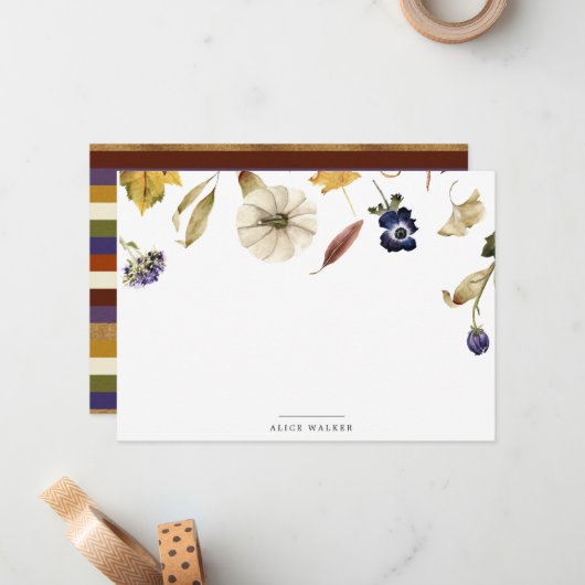 秋かぼちゃフローラ文房具ノートカード ノートカード (正面/裏面インサイチュ)