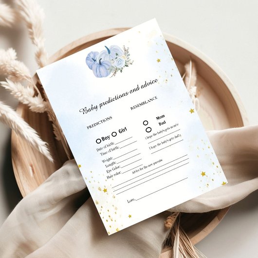 秋かぼちゃベビー予測赤ちゃんシャワーゲームカード アドバイスカード