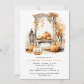 秋かぼちゃ彫刻 |ファミリーキッズハローウィンパーティ 招待状