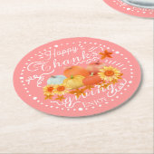 秋かぼちゃ桃 ラウンドペーパーコースター (アングル)