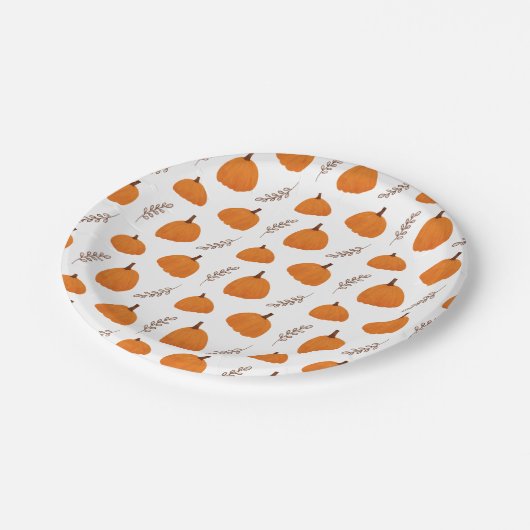 秋かぼちゃ模様 ペーパープレート (アングル)