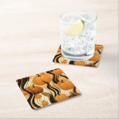 秋かぼちゃ水彩パターン スクエアペーパーコースター (インサイチュ)