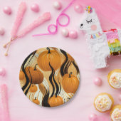 秋かぼちゃ水彩パターン ペーパープレート (パーティー)