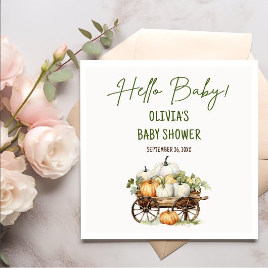 秋かぼちゃ男女兼用赤ちゃんシャワー スタンダードカクテルナプキン