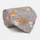 秋かぼちゃ畑と紅葉とキノコ ネクタイ (ロール)