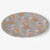 秋かぼちゃ畑と紅葉とキノコ ペーパープレート (アングル)