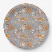 秋かぼちゃ畑と紅葉とキノコ ペーパープレート (正面)