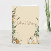 秋かぼちゃ素朴茶色フローラ赤面ピンク写真 サンキューカード (正面)