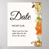 秋かぼちゃ葉のブライダルシャワー日付アイディア標識 ポスター (正面)